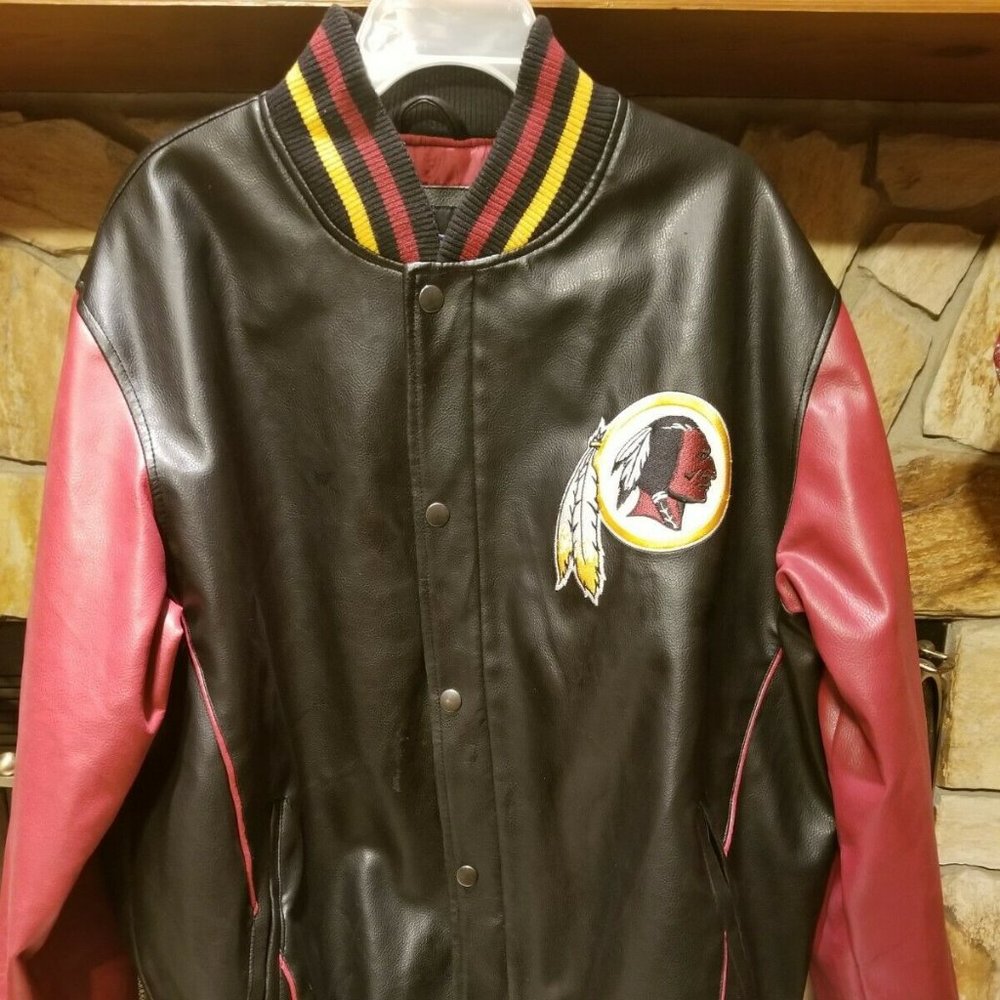 Washington Redskins NFL Leather Bomber Jacket Sz L